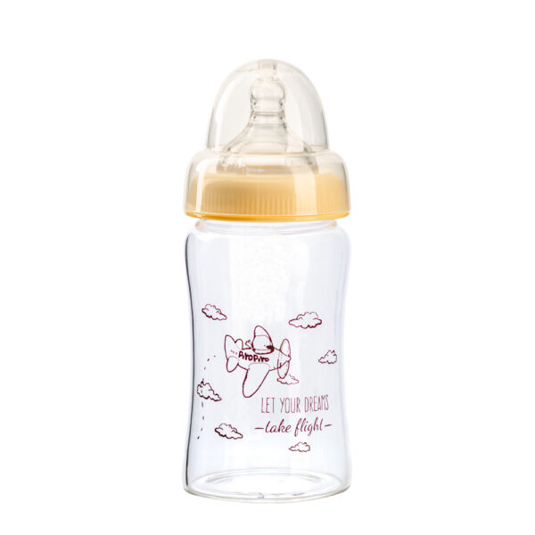 【合康連鎖藥局】黃色小鴨 寬口葫蘆玻璃奶瓶 180ml