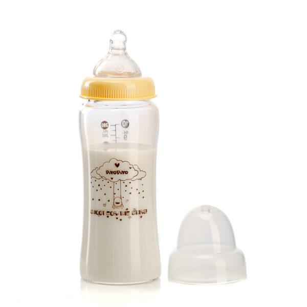 【合康連鎖藥局】黃色小鴨 寬口葫蘆玻璃奶瓶 280ml：圖片 3