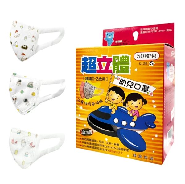 【合康連鎖藥局】北極熊3D印花口罩 9.6*15cm 50入(幼兒 S)(三款花色隨機出貨)
