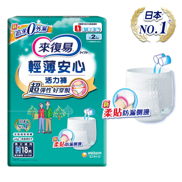 【合康連鎖藥局】(箱購)來復易 輕薄活力褲M18片*4包