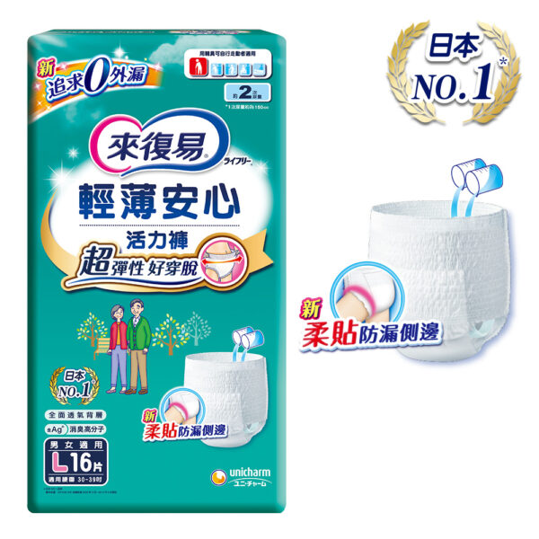 【合康連鎖藥局】(箱購)來復易 輕薄活力褲L16片*4包