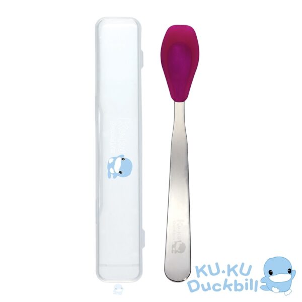 【合康連鎖藥局】酷咕鴨安全矽膠不鏽鋼湯匙 桃紅 KU5466