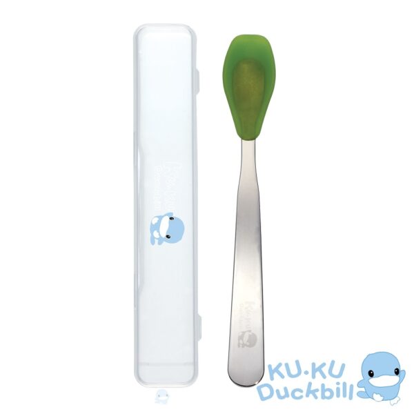 【合康連鎖藥局】酷咕鴨安全矽膠不鏽鋼湯匙 綠 KU5466