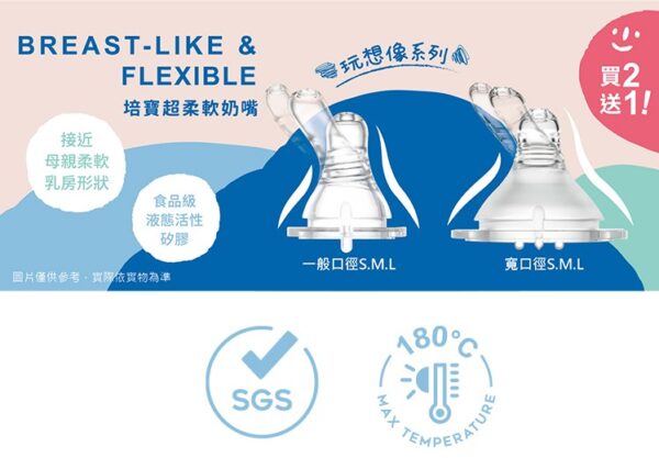 【合康連鎖藥局】培寶超柔軟奶嘴(一般口徑S2+1)-玩想像：圖片 4