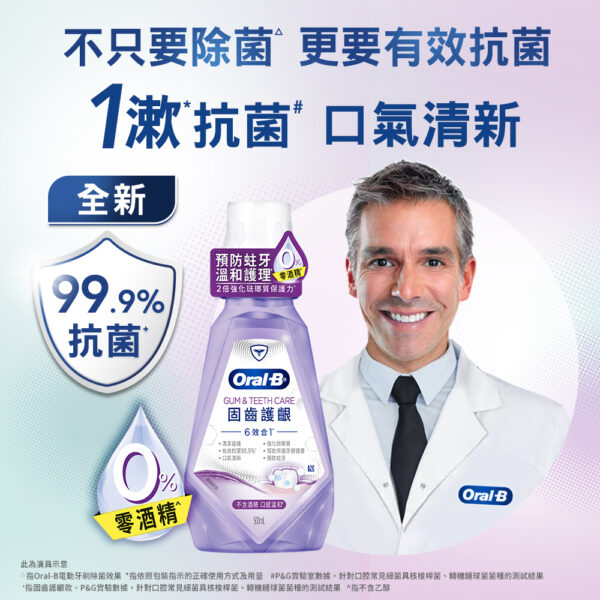 【合康連鎖藥局】歐樂B漱口水 500ml-清爽潔淨：圖片 3