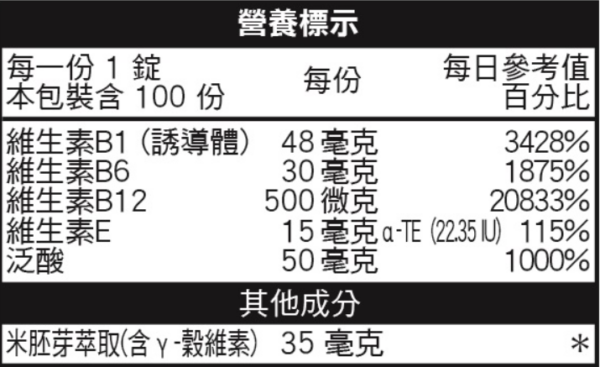 【合康連鎖藥局】大王-高單位B群EX錠 100錠：圖片 3